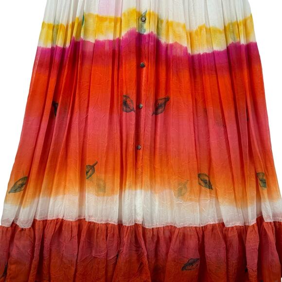 Women's Desert West Tie Dye Boho Elastic Waist USA Made Sheer Maxi Skirt sz OSFA - Picture 2 of 9